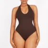 Body sans couture à col halter pour femme, gainant et sexy