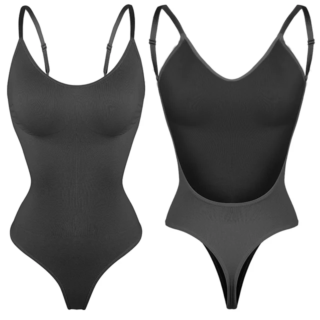 Body sculptant femme décolleté plongeant dos nu avec soutien-gorge rembourré