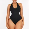 Body sans couture col halter avec corset pour femme sexy
